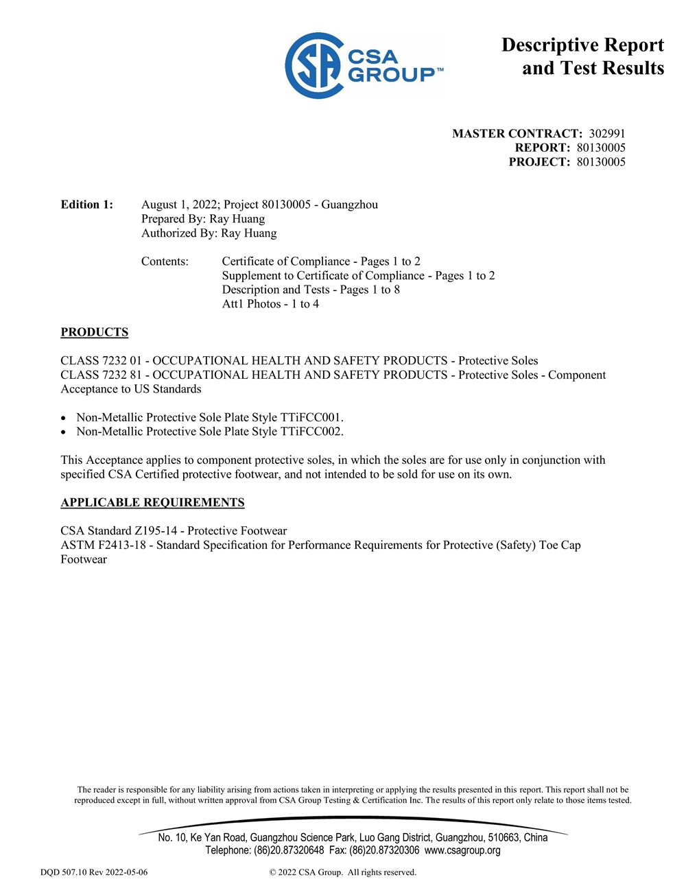 CSA Certificate